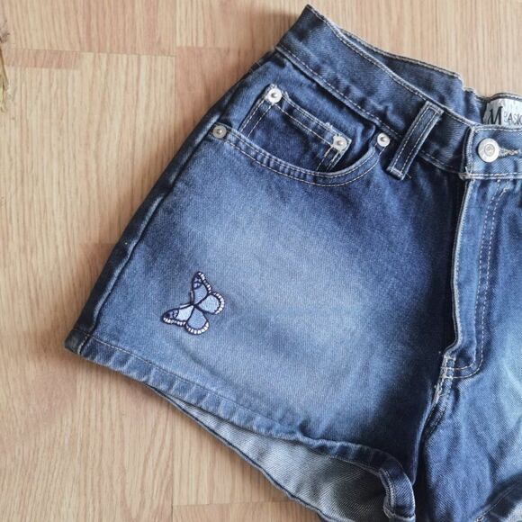 90s Jean Shorts Denim Butterflies Y2K Vintage - Picture 3 of 6